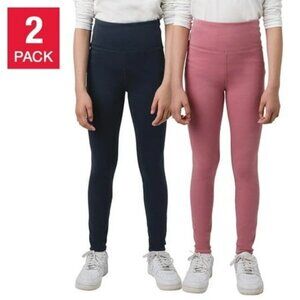 Tuff Athletics Girls Navy Pink Fleece Tights/Leggings 2 Pack Size M (10-12)